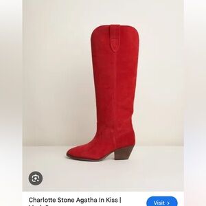Charlotte Stone Red Western Suede Boots size 10